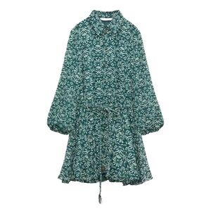 Zara Green Floral Casual Dress